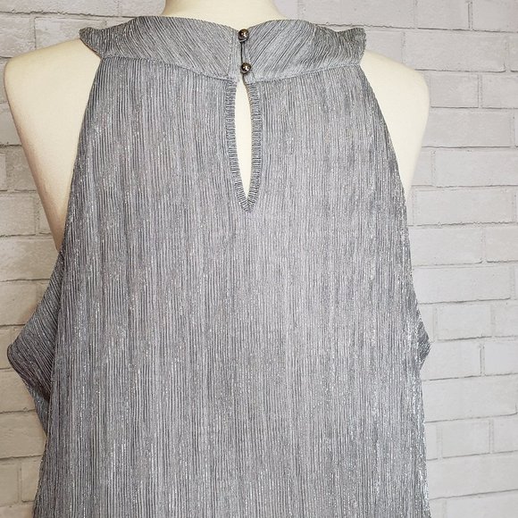 NWT WHBM Silver Metallic Halter A-Line Dress - Picture 4 of 4